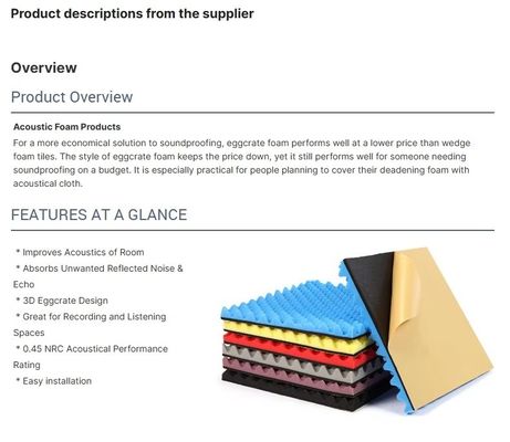 14-60 kg/m3 Densità Modern Design Sound Absorption Foam per studio insonorizzante