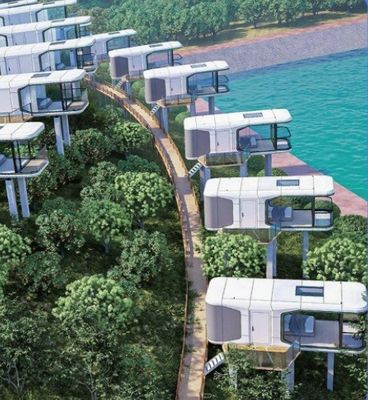 App Control Hotel Space Capsule House con tuta di prestazioni termiche e sistema elettrico