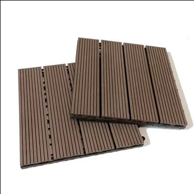 Terrazza Legno Plastica Composito Caffè WPC 300 * 300mm Piastrelle per il giardino all'aperto liscia